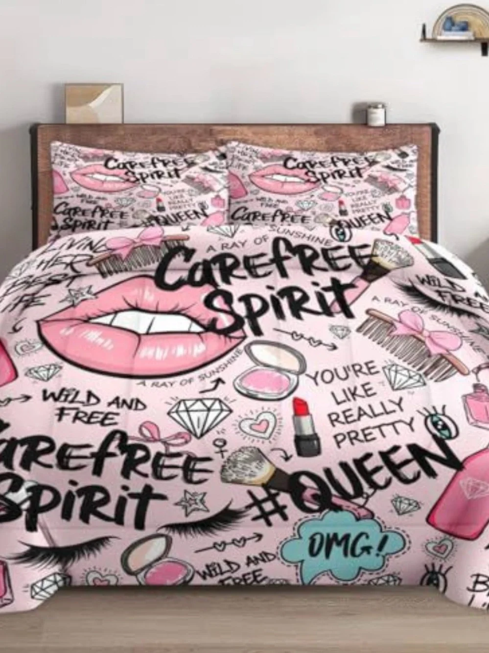 Carefree Spirit Pink GraphicComforter Set